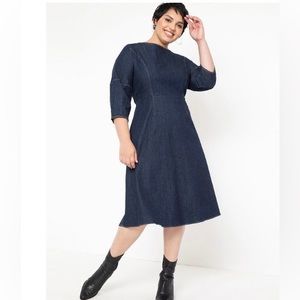 Eloquii Plus Size Navy Denim Rocker Dress
